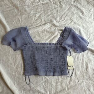 Bar III Lilac Puff Sleeve Crop Top